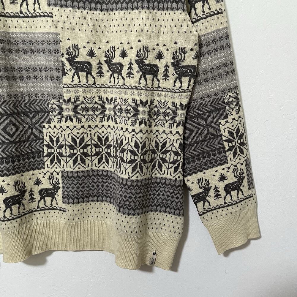 Woolrich Womens Reindeer Knit Cotton Turtleneck Sweater Size M Nordic Holiday - Picture 3 of 7